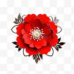 中国风节日喜庆红色花朵装饰元素