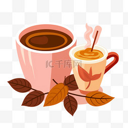 热可可手绘图片_秋冬热可可咖啡插画装饰元素