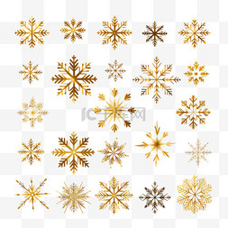 金色冬季雪花片海报装饰元素
