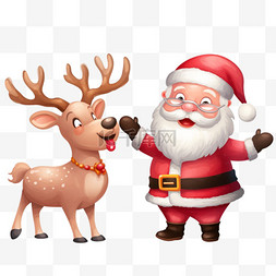 圣诞节圣诞老人与麋鹿插画