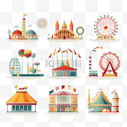 马戏团的图片_彩色的游乐园平面元素套装3