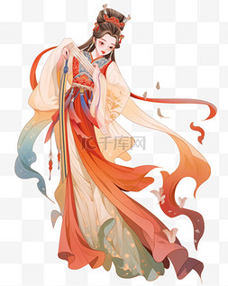 古装女子素材图片_中秋节手绘古装女子嫦娥8