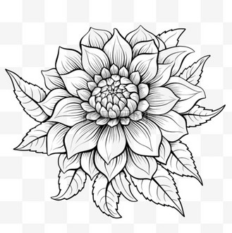 花瓣黑白图片素材_黑白鲜花植物线稿免扣元素