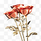 3D立体C4D金属风花卉植物玫瑰爱心