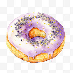 水彩甜点紫色甜甜圈免扣元素