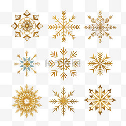 雪花片金色冬季海报装饰元素