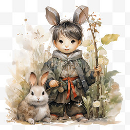 中秋节兔子卡通玉兔中国风可爱传