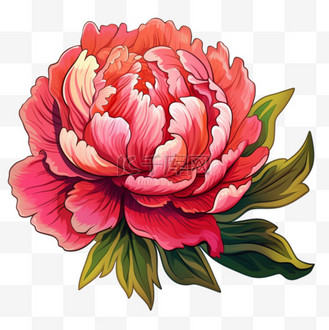 美丽生动图片素材_卡通牡丹花国庆节美丽生动节日装饰