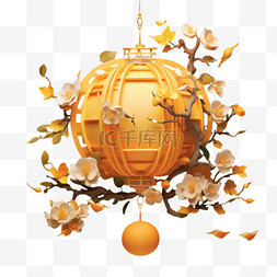 中国传统装饰素材图片_中秋灯笼花枝中国传统节日元素免