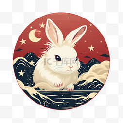中秋节兔子卡通月亮玉兔中国风节
