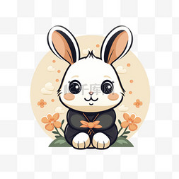 团圆中秋节兔子卡通玉兔中国风节