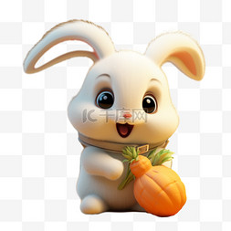 兔子中秋节3D卡通玉兔可爱团圆