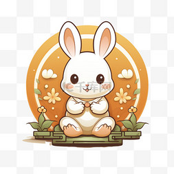 中秋节兔子卡通玉兔中国风节日可