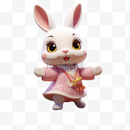 3D立体兔子中秋节卡通玉兔可爱团