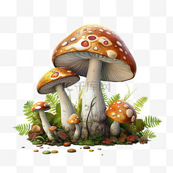 土家族图案图片_黄色蘑菇在土里植物草本免扣装饰