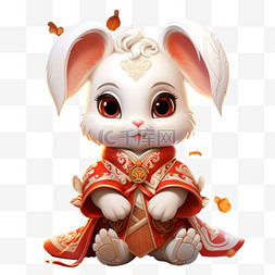 汉服中秋节兔子卡通玉兔中国风节