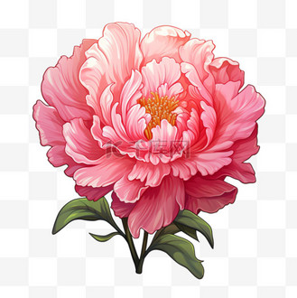 卡通红色牡丹花国庆节美丽节日装饰