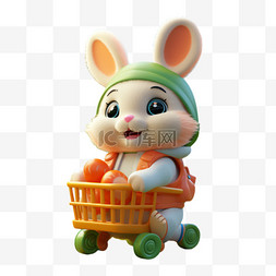 3D兔子中秋节卡通玉兔可爱团圆