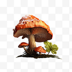 棕色枯萎蘑菇植物草本免扣装饰素
