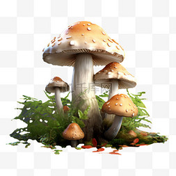 蘑菇植物图片_草丛里蘑菇植物草本免扣装饰素材