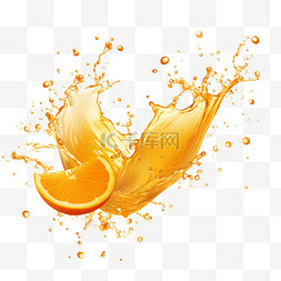 水花图片_橙子橙汁果汁水花水果AI元素立体