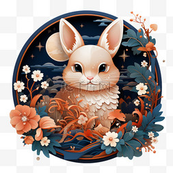 兔子中国风中秋节卡通玉兔可爱团