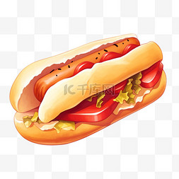 热狗手绘图片_手绘美食汉堡元素