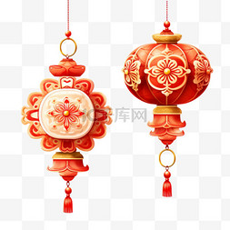中国风灯笼装饰图片_中国风红色手绘纸灯笼色彩免扣装