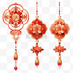 中国风手绘吊饰节日色彩免扣装饰