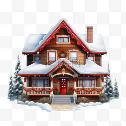 冬天雪顶图片_圣诞节冬天雪顶建筑西方节日装饰