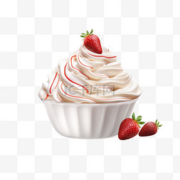 奶油纸杯草莓慕斯泡沫甜点食物免