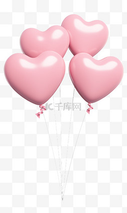 气球图片唯美图片_粉色治愈系心形气球七夕情人节元
