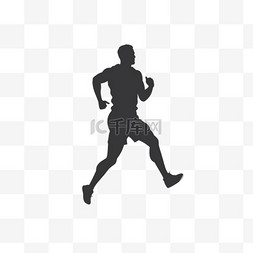 跑步男的剪影图片_白色阴影隔离的矢量奔跑的人类图