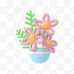 粉色气球盆栽膨胀气球花束