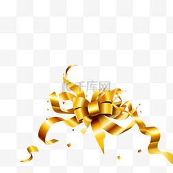 金色五彩纸屑庆典的背景和丝带