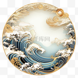 装饰海浪纹图片_中国风龙纹海水插画装饰元素