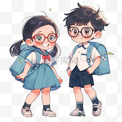 开学banne图片_开学季可爱的男孩女孩元素