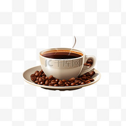 意式热咖啡图片_咖啡豆和咖啡杯背景