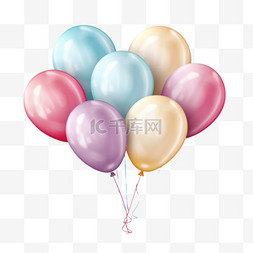 贺词图片_用柔和颜色的逼真气球祝生日快乐