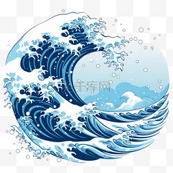 海浪风暴图片_日本风格的波浪。海浪、海浪拍打