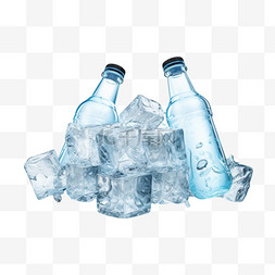 水滴组成图片_逼真的矿泉水海报，由品牌塑料瓶