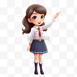 泰国人图片_身穿政府制服的可爱女教师欢迎姿