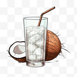 立夏饮食图片_手绘椰子鸡尾酒背景