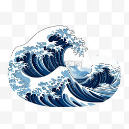 日本风格的波浪。海浪、海浪拍打