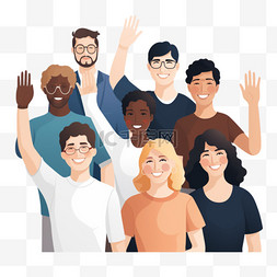 人种多样性图片_不同种族的人都在做支持的手势