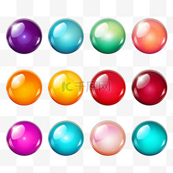 彩色球体设置矢量光泽按钮球模板