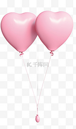 粉色治愈系心形气球七夕情人节元素
