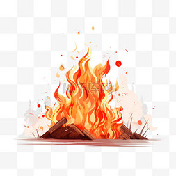 红色火焰效果图片_红色火焰火花覆盖燃烧的营火效果