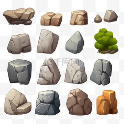 卡通游戏界面素材图片_带有岩石的卡通游戏界面