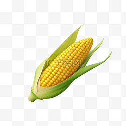 食物玉米3D可爱图标元素